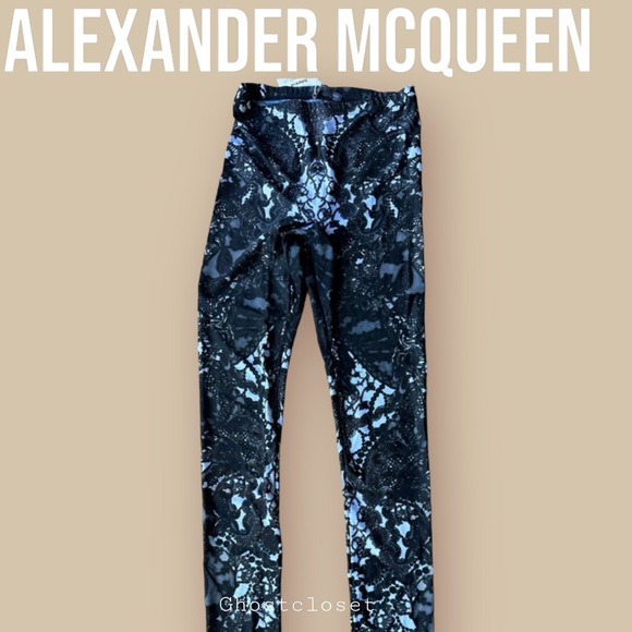 Alexander McQueen Pants - Alexander McQueen mainline white and black lace print leggings.  M